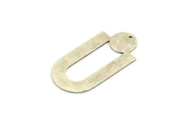 Silver Charm, 2 Antique Silver Plated Brass, Silver Pendants, Charm Pendants, Silver U Shaped Charms With 1 Hole (43x22x0.80mm) A5651 H0200