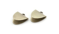 Silver Ribbon Crimp, 6 Antique Silver Plated Brass Ribbon Crimp Ends With 1 Loop, Findings (18x15.5mm) E021