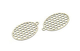 Silver Oval Pendant, 8 Antiaue Silver Plated Brass Oval Honeycomb Pendants with 1 Loop, Necklace Findings (22x14mm) E025