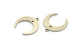 Silver Moon Charm, 6 Antique Silver Plated Brass Crescent Moon Charms With 1 Hole And 1 Loop (18x19x7x1mm) E146 S1136