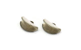 Half Moon Crimp, 10 Antique Silver Plated Brass Ribbon Crimp End With 1 Loop, Findings (15x10mm) E042