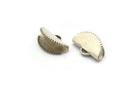 Half Moon Crimp, 10 Antique Silver Plated Brass Ribbon Crimp End With 1 Loop, Findings (15x10mm) E042