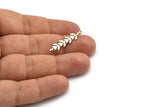 Silver Leaf Charm, 12 Antique Silver Plated Brass Branch Charms With 1 Loop, Charm Pendants (31x7x0.60mm) A3462