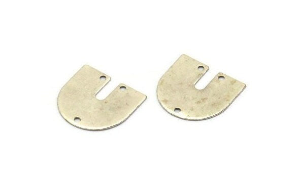 Silver Geometric Charm, 12 Antique Silver Plated Brass U Shaped Pendants With 3 Holes, Charms, Findings (16x17x0.50mm) E142