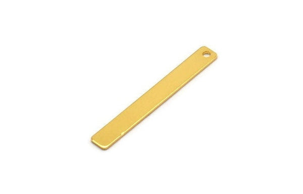 Tiny Rectangle Bar, 4 Gold Plated Brass Rectangle Stamping Blanks with 1 Hole, Necklace Finding (40x5x0.80mm) U032