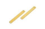 Tiny Rectangle Bar, 4 Gold Plated Brass Rectangle Stamping Blanks with 1 Hole, Necklace Finding (40x5x0.80mm) U032