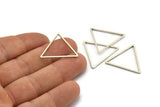 Silver Triangle Charm, 12 Antique Silver Plated Brass Open Triangle Ring Charms (27x1mm) Bs 1028
