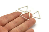 Silver Triangle Charm, 12 Antique Silver Plated Brass Open Triangle Ring Charms (24x1mm) Bs 1027