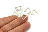 Silver Triangle Charm, 24 Antique Silver Plated Brass Open Triangle Ring Charms (17x1mm) Bs 1025