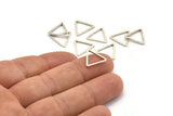 Silver Triangle Charm, 24 Antique Silver Plated Brass Open Triangle Ring Charms (14x1mm) BS 1023