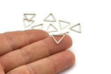 Silver Triangle Charm, 24 Antique Silver Plated Brass Triangle Charms (12x0.80mm) BS 1022