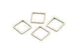 Silver Square Charm, 24 Antique Silver Plated Brass Square Connectors (12mm) Bs-1117