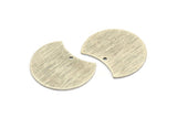 Silver Moon Charm, 2 Textured Antique Silver Plated Brass Moon Charms With 1 Hole, Stamping Blanks (28x21x0.80mm) M063