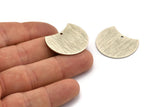 Silver Moon Charm, 2 Textured Antique Silver Plated Brass Moon Charms With 1 Hole, Stamping Blanks (28x21x0.80mm) M063