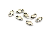 Silver Parrot Claps, 12 Antique Silver Plated Brass Lobster Claw Clasps (10x5mm) E093