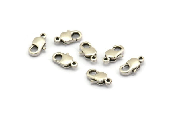 Silver Parrot Claps, 12 Antique Silver Plated Brass Lobster Claw Clasps (10x5mm) E093