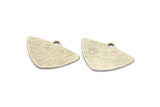Silver Triangle Charm, 4 Textured Antique Silver Plated Brass Triangle Charms With 1 hole, Pendants, Earrings (25x17x0.80mm) D1571