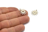 Silver Sun Charm, 12 Antique Silver Plated Brass Sun Charms With 1 Loop, Findings (17x15x0.80mm) M01305