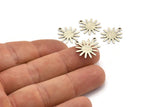 Silver Sun Charm, 12 Textured Antique Silver Plated Brass Sun Charms With 1 Loop, Findings (17x15x0.80mm) M01301