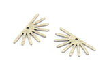 Silver Sun Charm, 12 Textured Antique Silver Plated Brass Sun Charms With 1 Hole (25x13x0.70mm) M01402