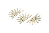 Silver Sun Charm, 12 Textured Antique Silver Plated Brass Sun Charms With 1 Hole (25x13x0.70mm) M01402