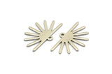 Silver Sun Charm, 12 Antique Silver Plated Brass Sun Charms With 1 Hole (25x16x0.70mm) M01391