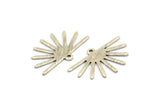 Silver Sun Charm, 12 Textured Antique Silver Plated Brass Sun Charms With 1 Loop (25x16x0.70mm) M01399
