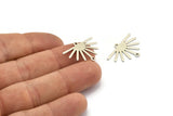 Silver Sun Charm, 12 Antique Silver Plated Brass Sun Charms With 2 Loops (25x17x0.70mm) M01394