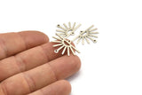 Silver Sun Charm, 12 Textured Antique Silver Plated Brass Sun Charms With 2 Loops (25x17x0.70mm) M01401