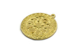 Brass Round Charm, Raw Brass Round Charm With 1 Loop, Moon Phases Findings, Moon Findings (28x25x1.7mm) N2376