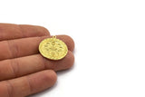 Brass Round Charm, Raw Brass Round Charm With 1 Loop, Moon Phases Findings, Moon Findings (28x25x1.7mm) N2376