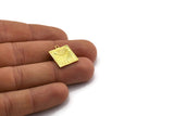 Brass Square Charm, 4 Raw Brass Square Charms With 1 Loop, Sun Findings, Sun Rising Findings (18x16x1.4mm) N2364
