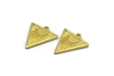 Brass Triangle Charm, 4 Raw Brass Triangle Charms With 1 Loop, Sun Findings, Sun Rising Findings (20x18x1.7mm) N2370