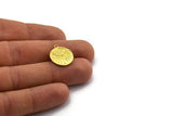 Brass Round Charm, 4 Raw Brass Round Charms With 1 Loop, Sun Findings, Sun Rising Findings (19x16x1.4mm) N2357