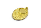 Brass Oval Charm, 4 Raw Brass Oval Charms With 1 Loop, Sun Findings, Sun Rising Findings (20x15x1.7mm) N2367