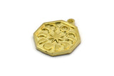 Brass Octagon Charm, 4 Raw Brass Octagon Charms With 1 Loop, Moon Findings, Moon Phases Findings, Star Findings (19x16x1.4mm) N2329
