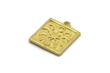 Brass Square Charm, 4 Raw Brass Square Charms With 1 Loop, Moon Findings, Moon Phases Findings, Star Findings (18x16x1.4mm) N2354