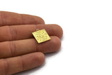 Brass Square Charm, 4 Raw Brass Square Charms With 1 Loop, Moon Findings, Moon Phases Findings, Star Findings (18x16x1.4mm) N2354