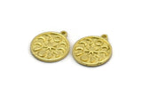 Brass Round Charm, 4 Raw Brass Round Charms With 1 Loop, Moon Findings, Moon Phases Findings, Star Findings (19x16x1.5mm) N2323