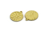 Brass Round Charm, 4 Raw Brass Round Charms With 1 Loop, Moon Findings, Moon Phases Findings, Star Findings (19x16x1.5mm) N2323