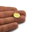 Brass Round Charm, 4 Raw Brass Round Charms With 1 Loop, Moon Findings, Moon Phases Findings, Star Findings (19x16x1.5mm) N2323