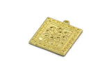 Brass Square Charm, Raw Brass Square Charm With 1 Loop, Moon Findings, Moon Phases Findings, Star Findings (26x23x1.5mm) N2344