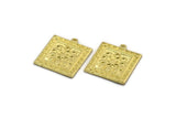 Brass Square Charm, Raw Brass Square Charm With 1 Loop, Moon Findings, Moon Phases Findings, Star Findings (26x23x1.5mm) N2344