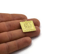 Brass Square Charm, Raw Brass Square Charm With 1 Loop, Moon Findings, Moon Phases Findings, Star Findings (26x23x1.5mm) N2344