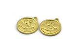 Brass Round Charm, 4 Raw Brass Round Charms With 1 Loop, Cloud Findings, Moon And Star Findings (19x16x1.4mm) N2335