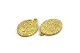 Brass Oval Charm, 4 Raw Brass Oval Charms With 1 Loop, Cloud Findings, Moon And Star Findings (20x15x1.4mm) N2313