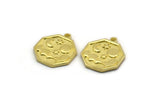 Brass Octagon Charm, 4 Raw Brass Octagon Charms With 1 Loop, Cloud Findings, Moon And Star Findings (19x16x1.5mm) N2332