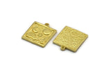 Brass Square Charm, 4 Raw Brass Square Charms With 1 Loop, Cloud Findings, Moon And Star Findings (18x16x1.5mm) N2341