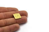 Brass Square Charm, 4 Raw Brass Square Charms With 1 Loop, Cloud Findings, Moon And Star Findings (18x16x1.5mm) N2341