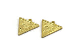 Brass Triangle Charm, 4 Raw Brass Triangle Charms With 1 Loop, Cloud Findings, Moon And Star Findings (20x18x1.4mm) N2338